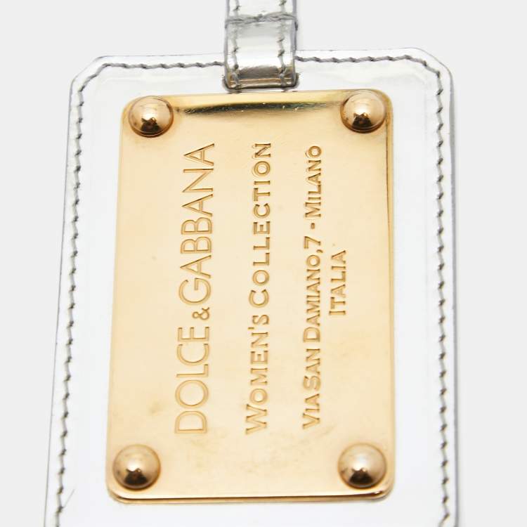 Pre Owned Dolce & Gabbana Two Tone Logo Plaque Keyring