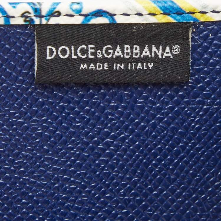 Pre Owned Dolce & Gabbana Majolica Print Coated Canvas Passport Holder