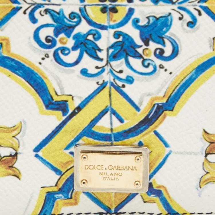 Pre Owned Dolce & Gabbana Majolica Print Coated Canvas Passport Holder