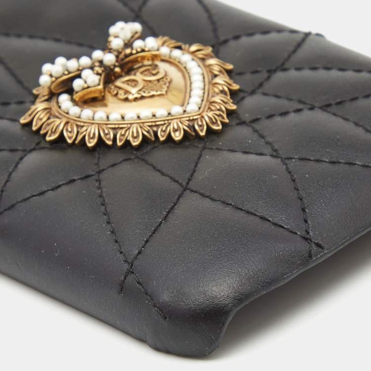 Pre Owned Dolce & Gabbana Quilted Leather Devotion XR iPhone Cover