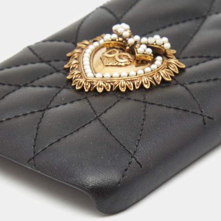 Pre Owned Dolce & Gabbana Quilted Leather Devotion XR iPhone Cover