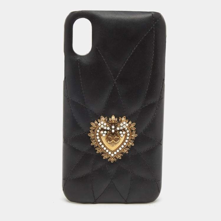 Pre Owned Dolce & Gabbana Quilted Leather Devotion XR iPhone Cover