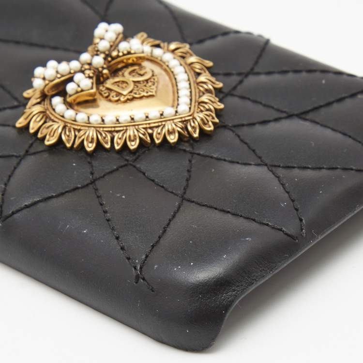 Pre Owned Dolce & Gabbana Quilted Leather Devotion X  iPhone Cover