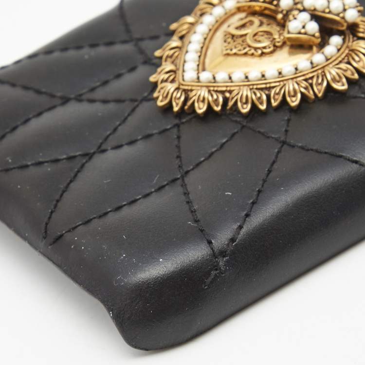 Pre Owned Dolce & Gabbana Quilted Leather Devotion X  iPhone Cover
