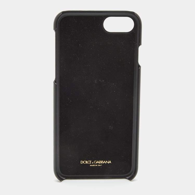 Pre Owned Dolce & Gabbana Pink/Yellow Fruit Print Leather Crystals Embellished iPhone 7 Cover
