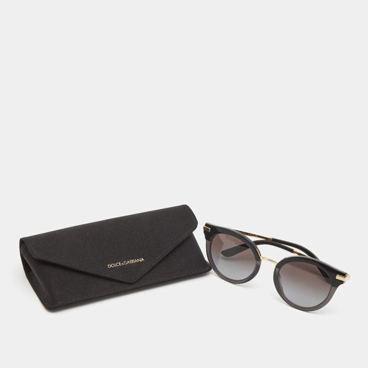 Pre Owned Dolce & Gabbana Black/Gold Gradient Cat Eye Sunglasses