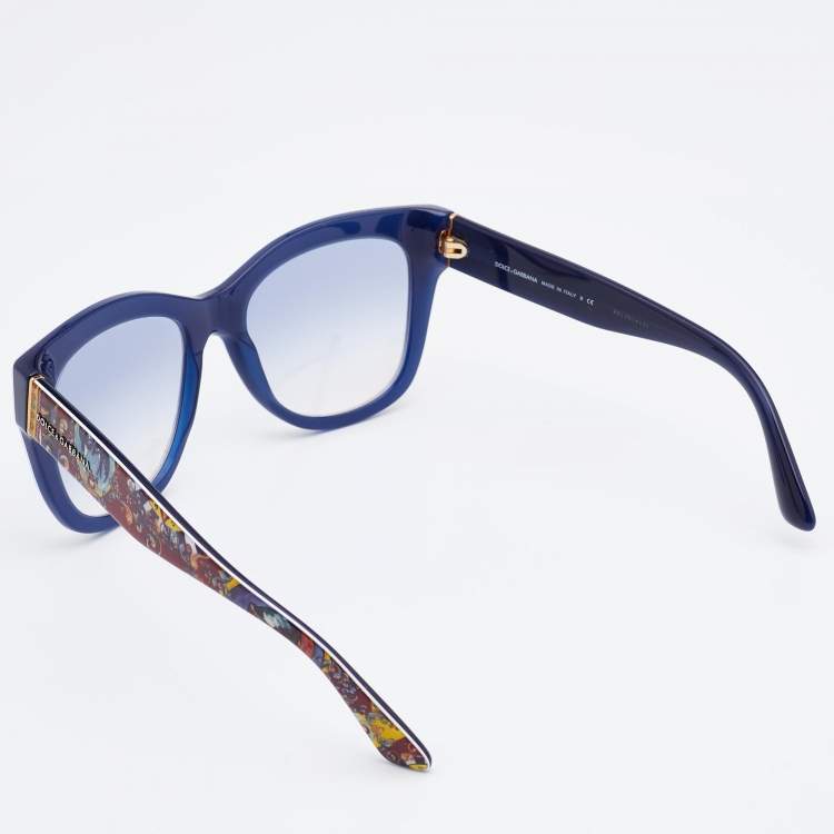 Pre Owned Dolce & Gabbana Multicolor Printed/Blue DG 4270 Oversized Cat Eye Sunglasses