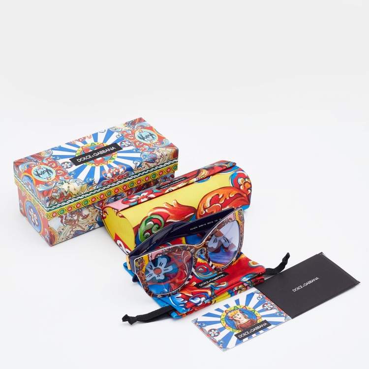 Pre Owned Dolce & Gabbana Multicolor Printed/Blue DG 4270 Oversized Cat Eye Sunglasses