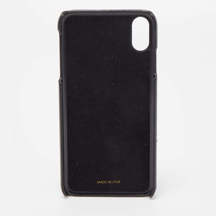 Pre Owned Dolce & Gabbana Black Leather Sacred Heart iPhone XS Case