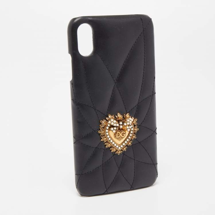 Dolce Gabbana Black Leather Sacred Heart iPhone XS Case Dolce Gabbana TLC