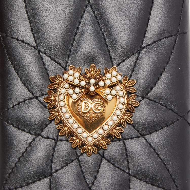 Pre Owned Dolce & Gabbana Black Leather Sacred Heart iPhone XS Case