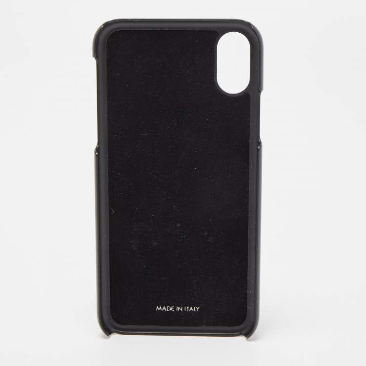 Pre Owned Dolce & Gabbana Burgundy/Black Leather iPhone X Cover