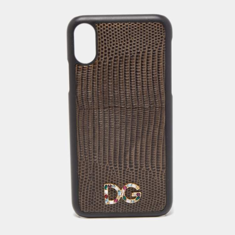 Dolce & Gabbana Green/Black Lizard Embossed Leather iPhone X Cover Dolce &  Gabbana | The Luxury Closet