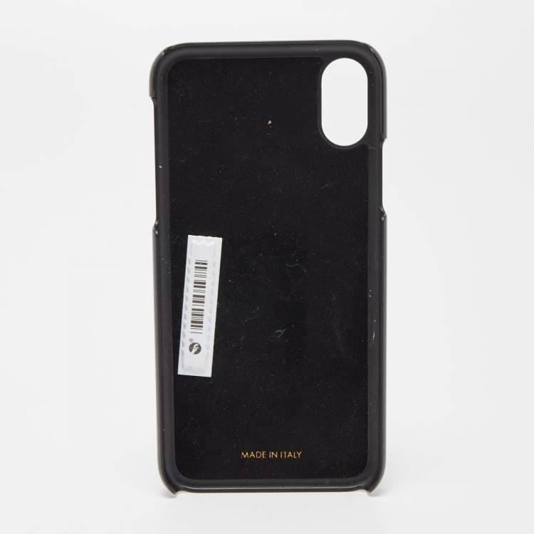 Pre Owned Dolce & Gabbana Green/Black Lizard Embossed Leather iPhone X Cover
