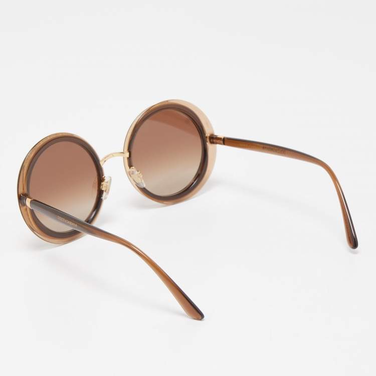 مملوكة مسبقًا Dolce & Gabbana Brown Gradient Round Sunglasses