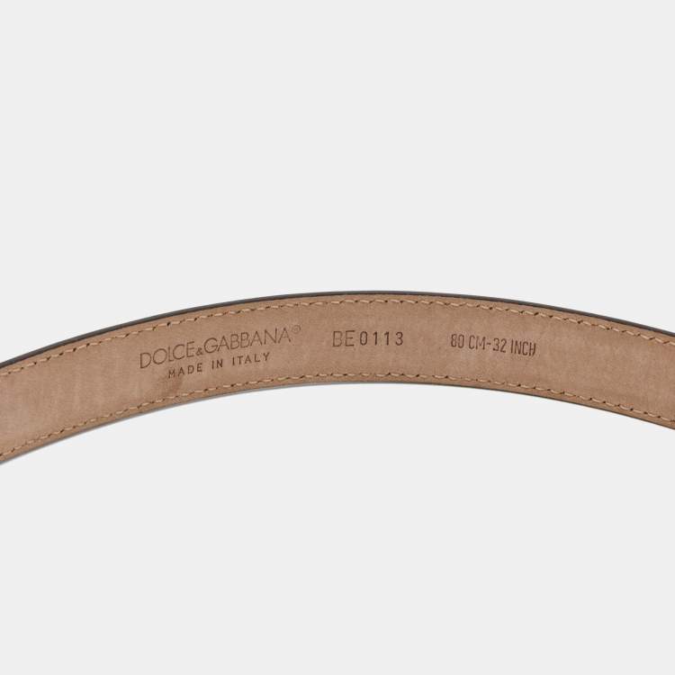 Pre Owned Dolce & Gabbana Black Patent Leather Slim Buckle Belt 80CM