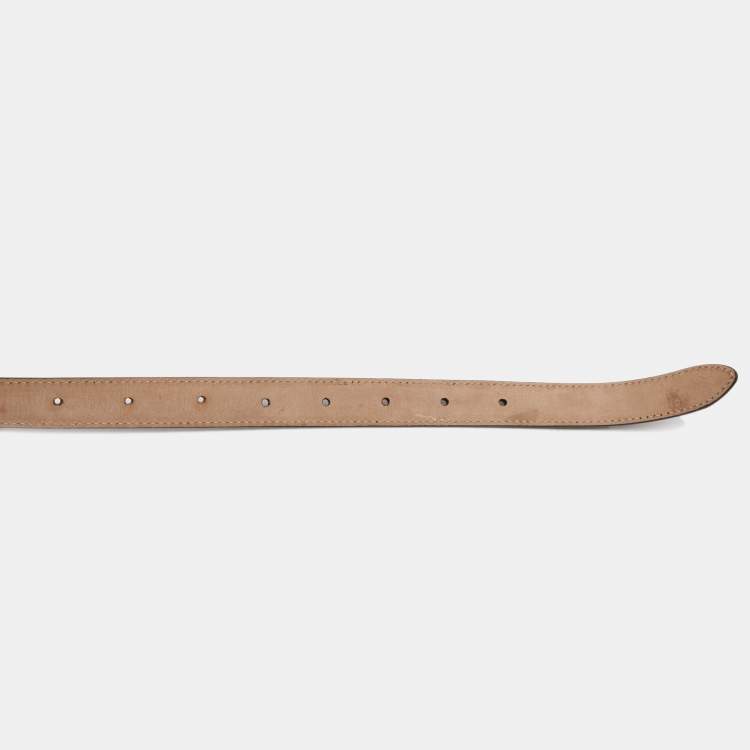 Pre Owned Dolce & Gabbana Black Patent Leather Slim Buckle Belt 80CM