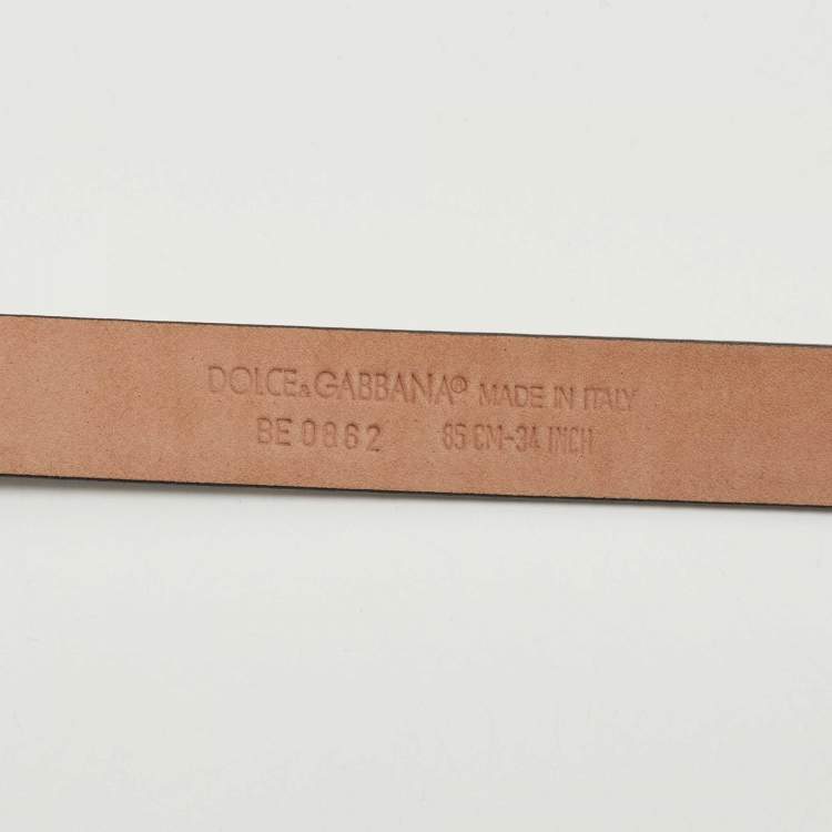 Pre Owned Dolce & Gabbana Black Leather D&G Logo Buckle Belt 85CM