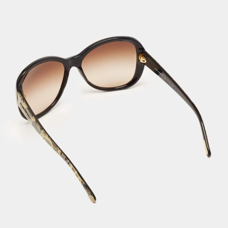 Pre Owned Dolce & Gabbana Black/Beige Leopard Print Gradient Butterfly Sunglasses