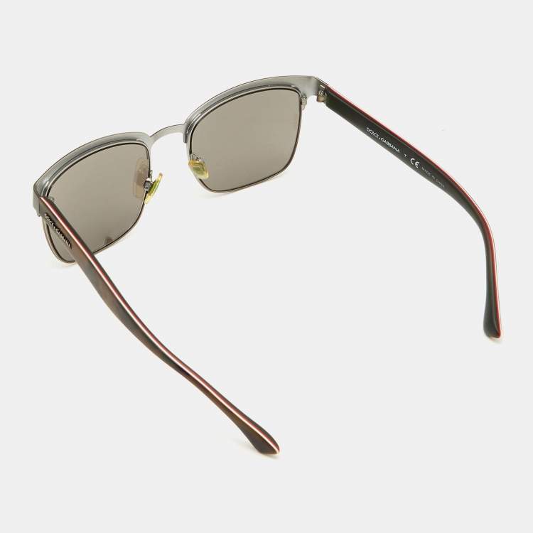 Pre Owned Dolce & Gabbana Dark Grey/Grey Mirrored DG2148 Square Sunglasses