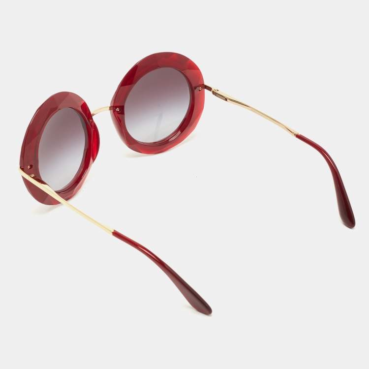 Pre Owned Dolce & Gabbana Red/Gold Gradient Round Sunglasses