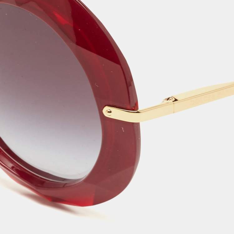 Pre Owned Dolce & Gabbana Red/Gold Gradient Round Sunglasses