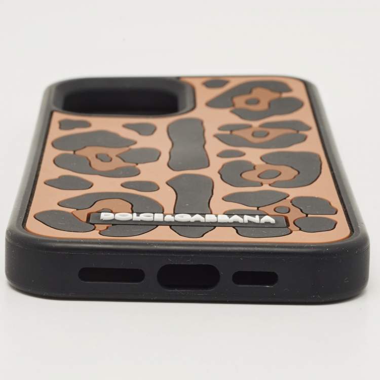 Pre Owned Dolce & Gabbana Brown/Black Leopard Print Rubber iPhone 12 Pro Phone Case
