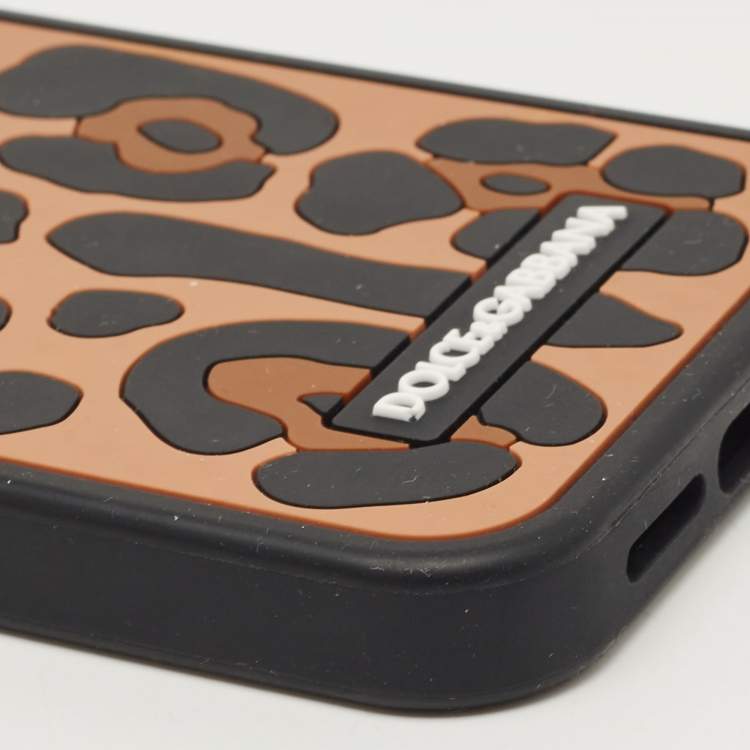 Pre Owned Dolce & Gabbana Brown/Black Leopard Print Rubber iPhone 12 Pro Phone Case