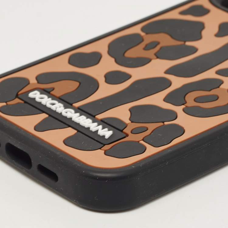 Pre Owned Dolce & Gabbana Brown/Black Leopard Print Rubber iPhone 12 Pro Phone Case