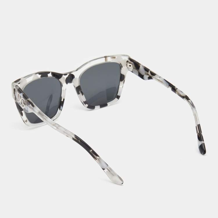 Pre Owned Dolce & Gabbana Black White Bubble/Dark Grey DG4384 Square Sunglasses 