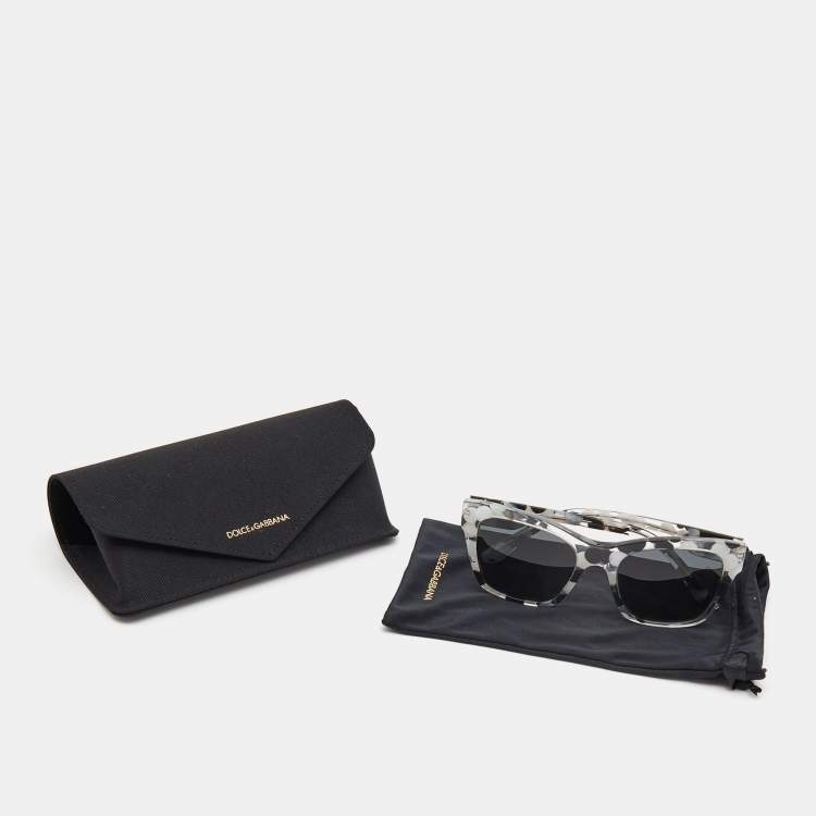 Pre Owned Dolce & Gabbana Black White Bubble/Dark Grey DG4384 Square Sunglasses 