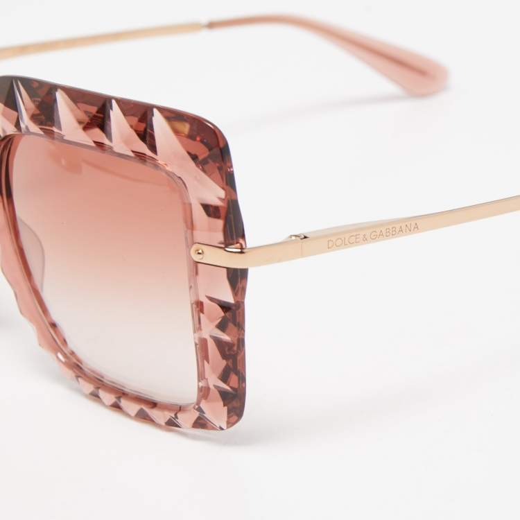 Pre Owned Dolce & Gabbana Pink Frame Gradient Square Sunglasses