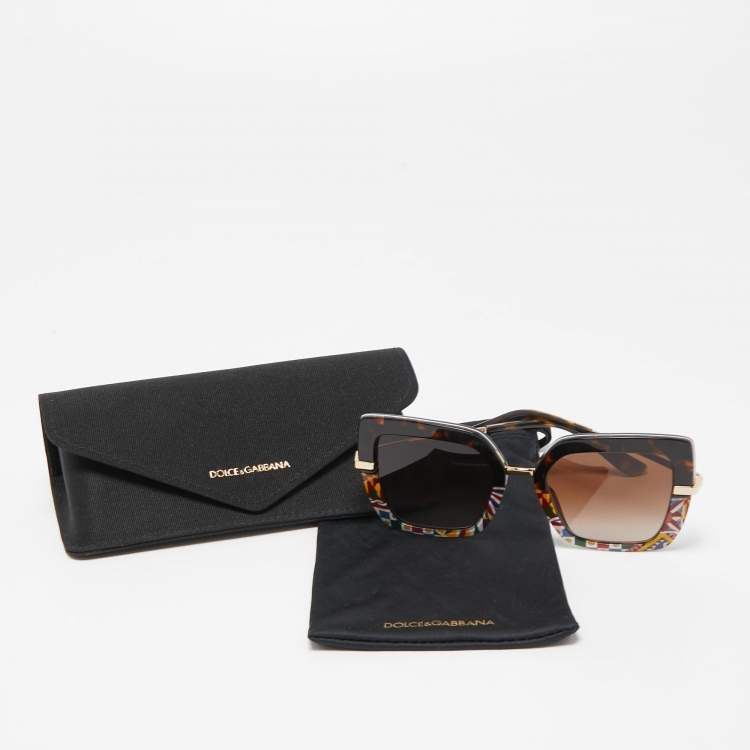 Pre Owned Dolce & Gabbana Sicilian Tortoiseshell/Brown Gradient DG4373 Oversized Sunglasses