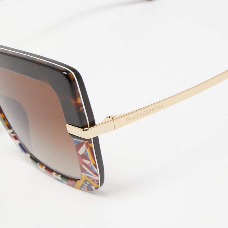 Pre Owned Dolce & Gabbana Sicilian Tortoiseshell/Brown Gradient DG4373 Oversized Sunglasses