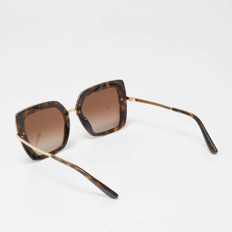 Pre Owned Dolce & Gabbana Sicilian Tortoiseshell/Brown Gradient DG4373 Oversized Sunglasses
