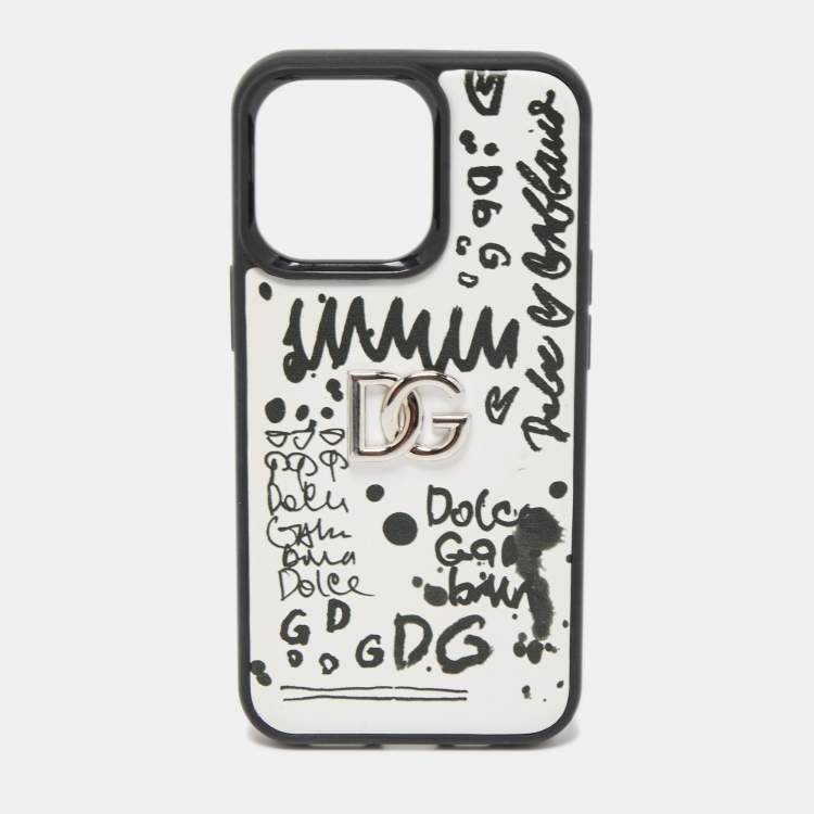 Dolce & Gabbana Black/White Graffiti Logo Leather DG Logo iPhone 13 Pro  Case Dolce & Gabbana | The Luxury Closet