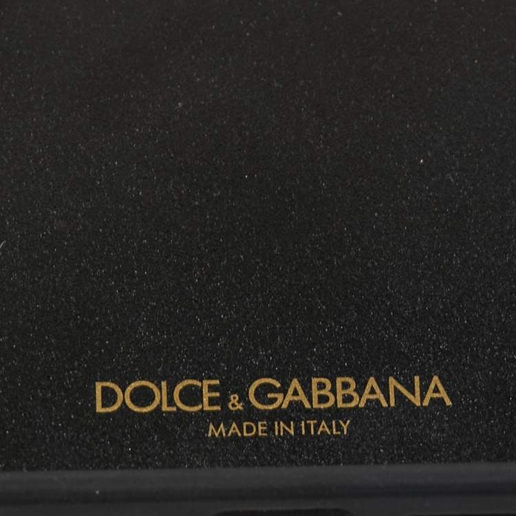 Pre Owned Dolce & Gabbana Black/White Graffiti Logo Leather DG Logo iPhone 13 Pro Case 