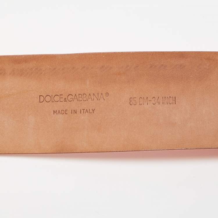 Pre Owned Dolce & Gabbana Orange Watersnake Leather DG Buckle Belt 85CM