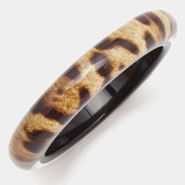 Pre Owned Dolce & Gabbana Leopard Resin Wide Bracelet