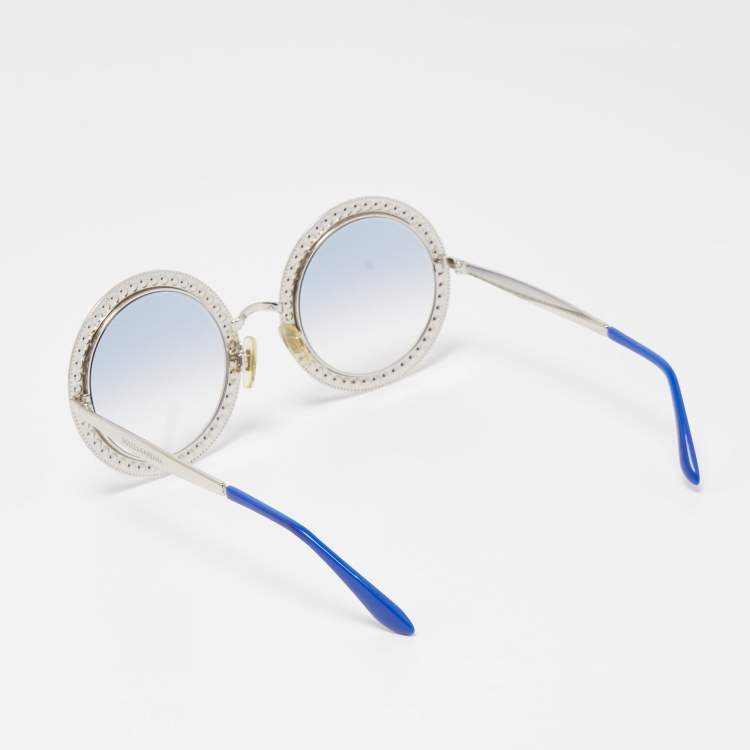 Pre Owned Dolce & Gabbana Blue Gradient DG2170-B Crystals Round Sunglasses