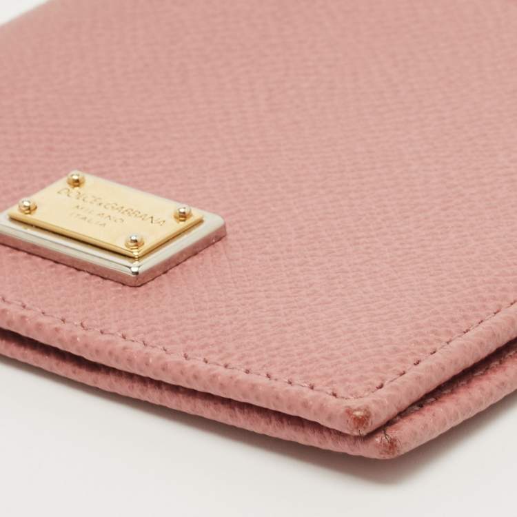 Pre Owned Dolce & Gabbana Old Rose Leather Passport Holder