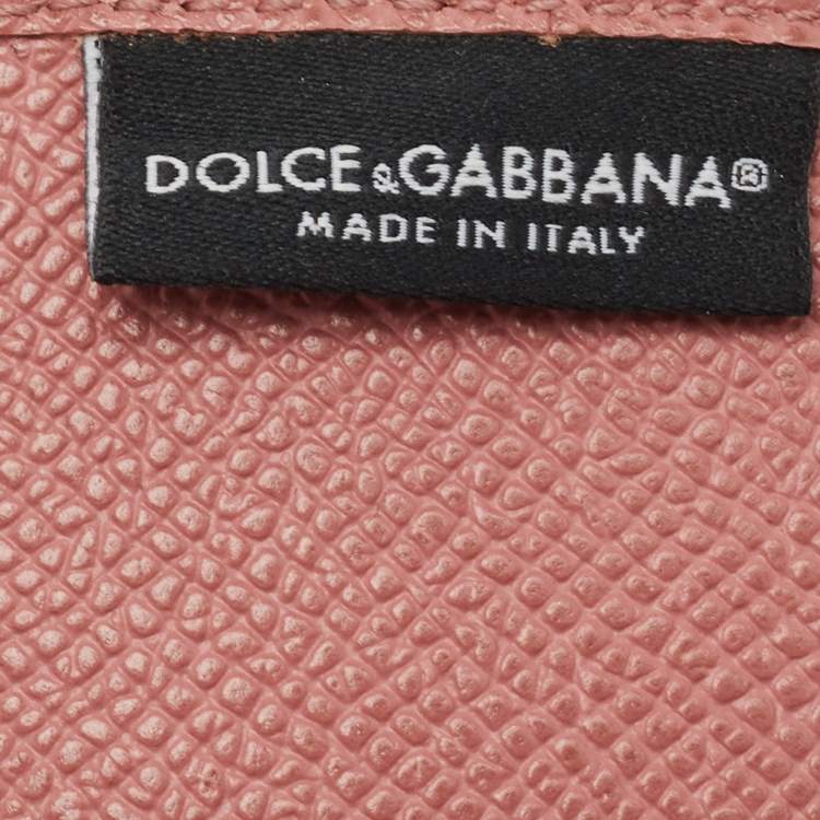 Pre Owned Dolce & Gabbana Old Rose Leather Passport Holder
