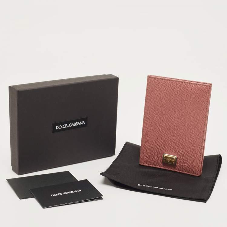 Pre Owned Dolce & Gabbana Old Rose Leather Passport Holder
