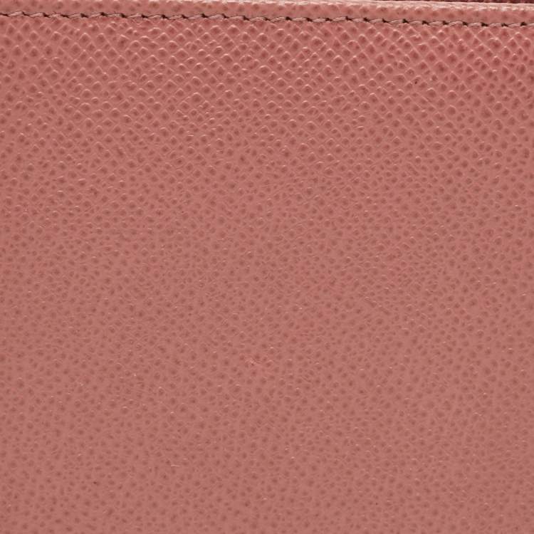 Pre Owned Dolce & Gabbana Old Rose Leather Passport Holder