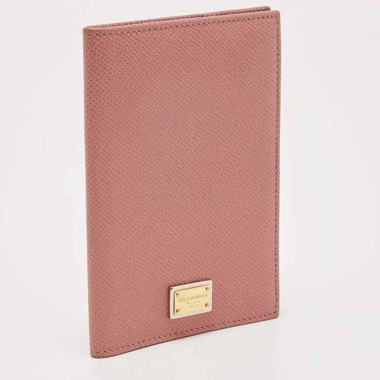 Pre Owned Dolce & Gabbana Old Rose Leather Passport Holder
