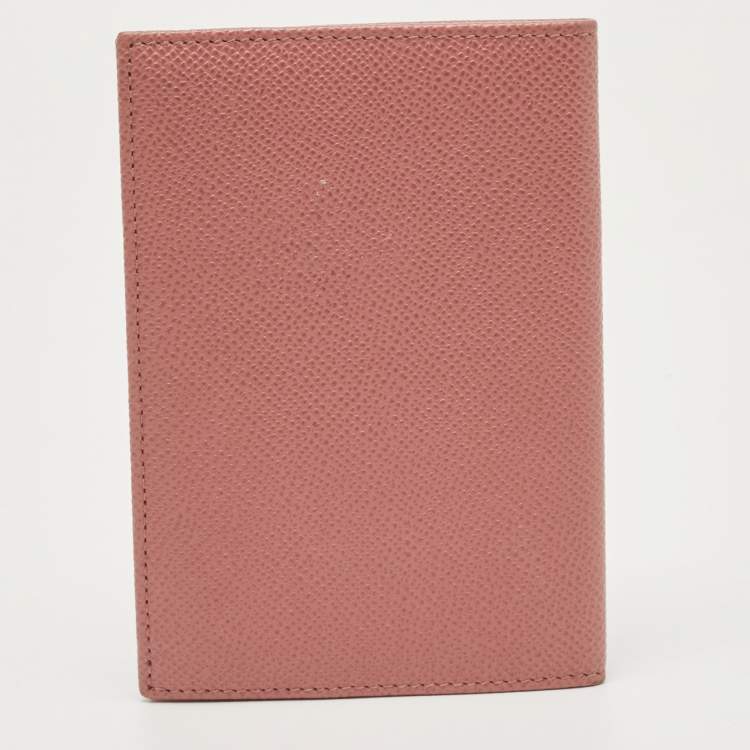 Pre Owned Dolce & Gabbana Old Rose Leather Passport Holder