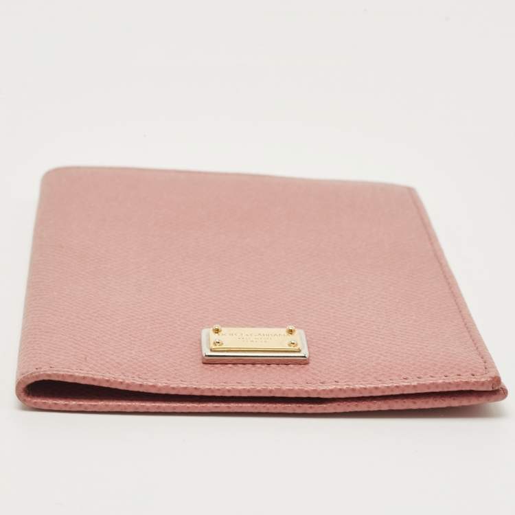 Pre Owned Dolce & Gabbana Old Rose Leather Passport Holder