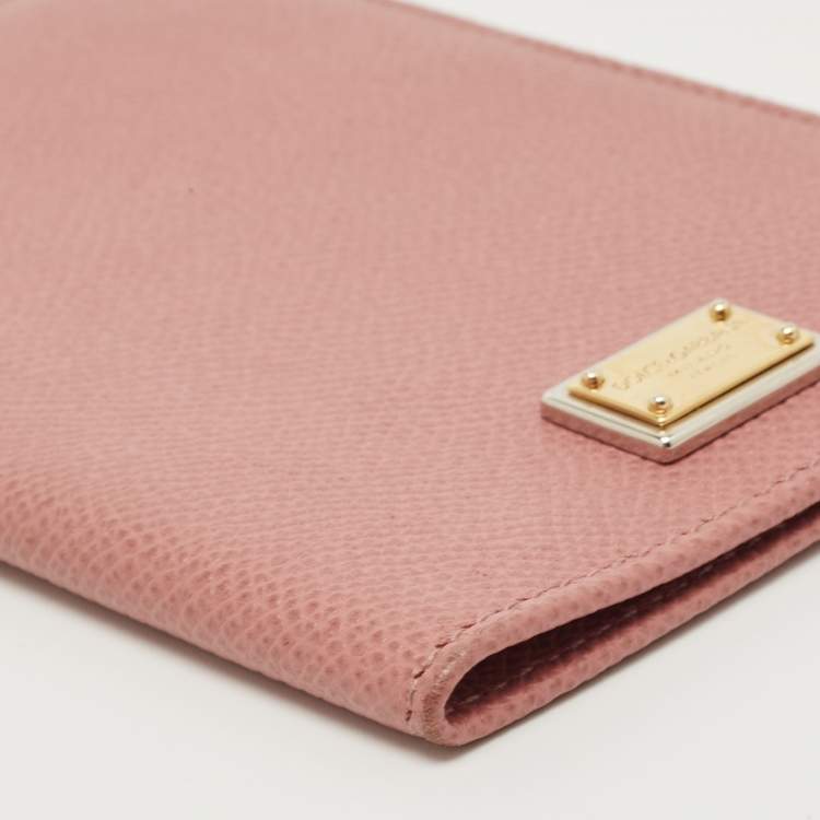 Pre Owned Dolce & Gabbana Old Rose Leather Passport Holder
