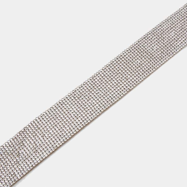 Pre Owned Dolce & Gabbana Silver Crystals Embellished Waist Belt