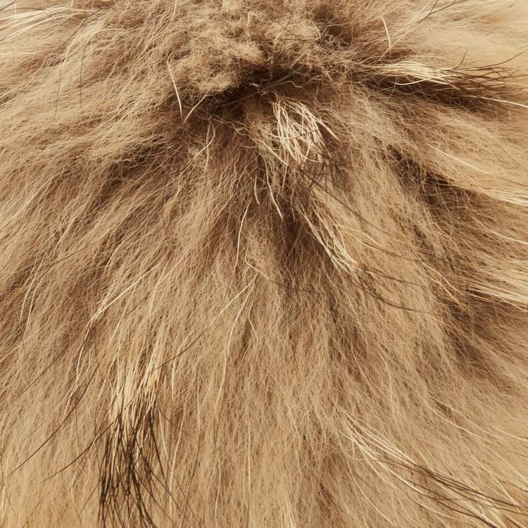 Pre Owned Dolce & Gabbana Beige Fur & Keys Charm Keychain & Bag Charm